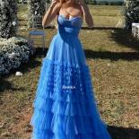 Bowith Royal Blue Evening Dresses Long Luxury Strapless Woman Dress For Party A Line Formal Occasion Dresses Robe De Soi