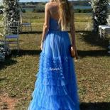 Bowith فساتين سهرة باللون الأزرق الملكي فستان طويل فاخر بدون حمالات للحفلات على شكل حرف A للمناسبات الرسمية رداء De Soi