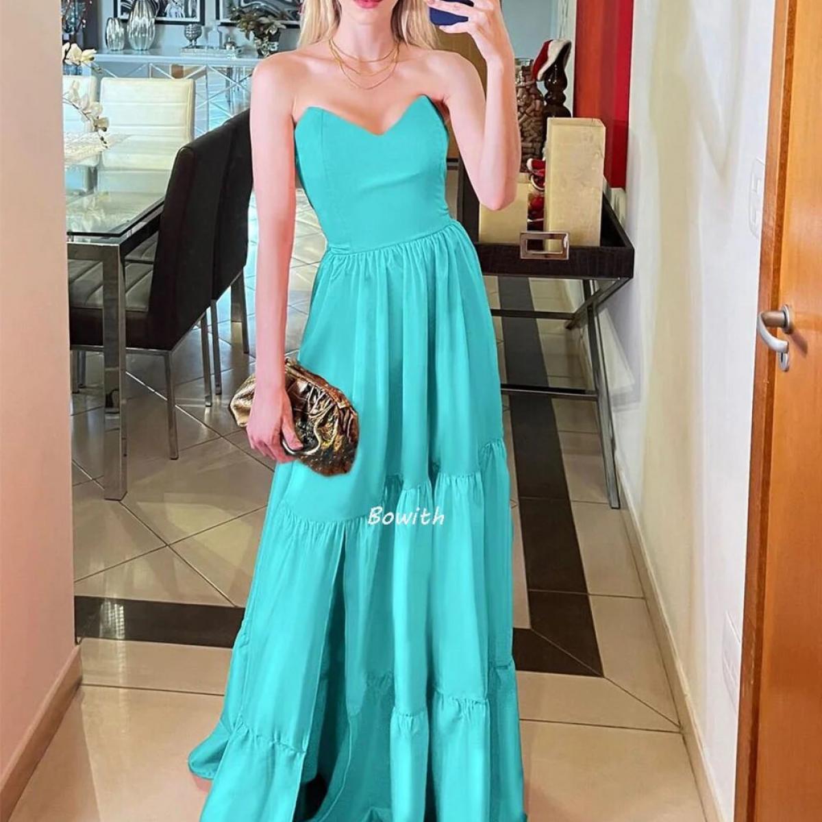 Bowith Strapless Evening Party Dresses A Line Prom Gown Lace Up Back Elegant Birthday Party Dress Vestidos De Fiesta