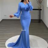 Bowith Mermaid Evening Party Dresses For Women Chiffon Long Sleeves Evening Gown Luxury Celebrity Dress Formal Occasion 