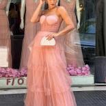 Bowith Blush Evening Party Dress Elegant Women's Dresses For Party 2023 Strapless Prom Dress Tiered Layers Robe De Soir