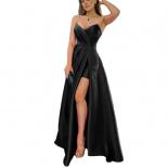 Strapless Evening Party Dresses Fuchsia Prom Dress A Line Evening Gowns With Hight Slit Robe De Soiree With Bow  Evening