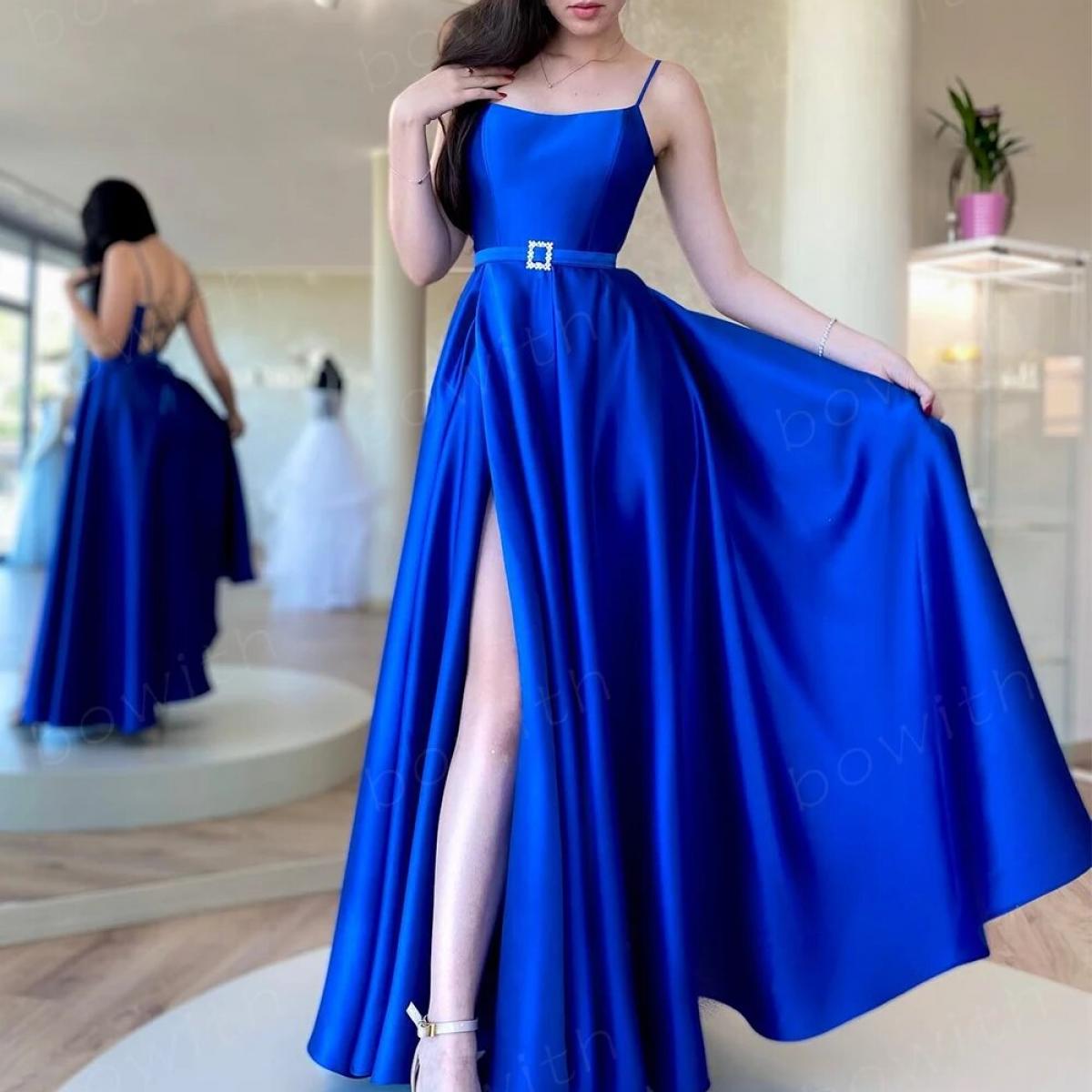 Bowith A Line Evening Dresses With Belt Lace Up Back Party Dresses For Women Formal Occasion Dresses Vestidos De Fiesta