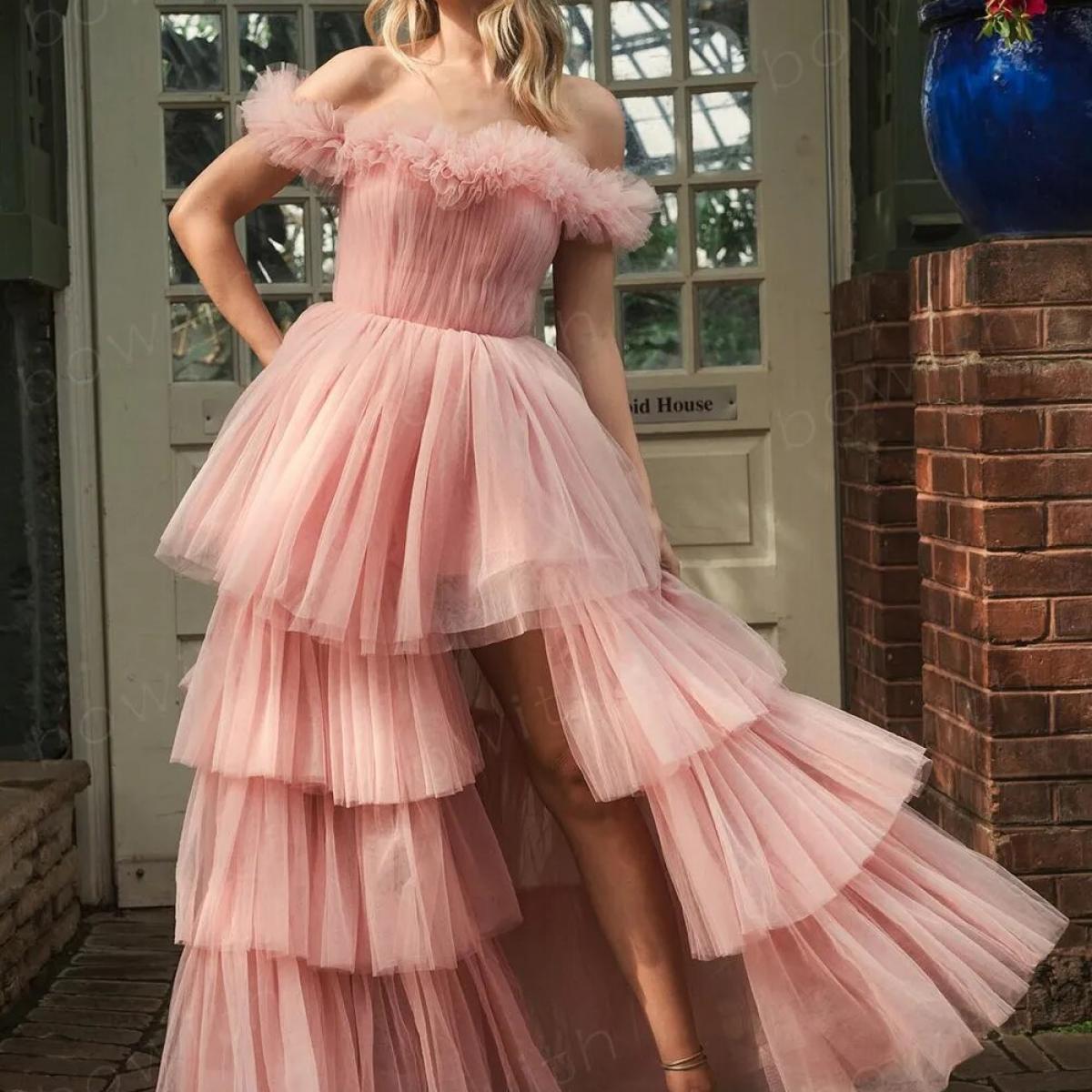 US 272.98 Bowith Puffy Evening Dresses For Women A Line Prom Dress With Tiered Layers Formal Party Dresses Vestidos De Fiesta Description