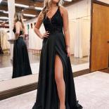 Bowith Black Evening Party Dresses For Women A Line Formal Occasion Dresses Lace Up Back Long Elegant Evening Dress Part