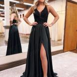 Bowith Black Evening Party Dresses For Women A Line Formal Occasion Dresses Lace Up Back Long Elegant Evening Dress Part