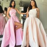 Bowith Pink Evening Dresses Champagne Prom Dress High Waist Evening Gowns Party Dress Robe De Soiree Christmas Dress