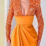 Bowith lantejoulas vestidos de noite mangas compridas luxo 2023 brilhante elegante mulher vestido para festa formal ocasião vest