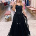 Bowith Black Prom Dress 2023 With Applique Straps Formal Evening Party Dress Elegant Woman Dress For Party Vestidos De F