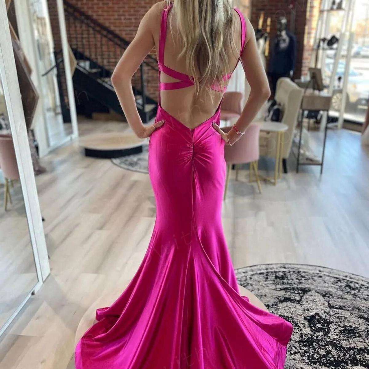 182 00 Bowith robe de soiree fuchsia tenue de soiree de luxe style sirene robes de bal pour soiree de Gala robes d occasion forme Description