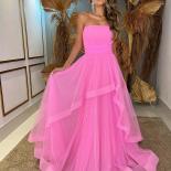 Bowith Tulle Layers Long Evening Dresses Strapless Maxi Prom Gown Floor Length Party Gowns Fish Boned Robes De Soirée