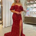 Bowith Off Shoulder Evening Dresses Sequins Prom Dresses For Graduation Party Mermaid Party Dresses For Women Robe De So