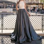 Fortunate Halter Prom Dresses A Line Sweep Train Party Dresses Sleeveless Splicing Formal Evening Gown 2022 Custom Made 