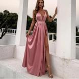 Colorful Spaghetti Straps Evening Party Dresses  Vneck Sleeveless Prom Gowns Dress 2022 Elegant High Split Stain Gowns  