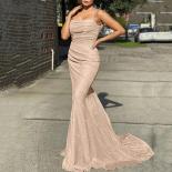Fortunate Sequin Mermaid Evening Gown Spaghetti Strap  Backless Shining Simple Prom Dresses Sweep Train Sleeveless