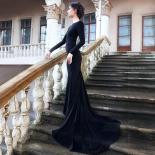 Elegant Simple Boat Neck Evening Dresses Black Satin Formal Prom Gowns Long Sleeves Open Back A Line Sweep Train Party D