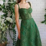 Dark Green Lace Long Prom Dresses Fairy Sweetheart Spaghetti Straps Flowers A Line Evening Gowns Formal Party Dress 2023