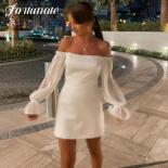 Elegant Short White Prom Dress A Line Fairy Tulle Puff Sleeve Off Shoulder Floral Cocktail Party Birthday Evening Gown F