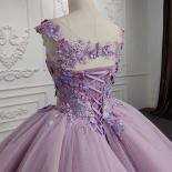 Purple Beautiful Quinceanera Dresses Ball Gown Flower Lace Appliques Sweetheart Button Evening Party Dress Lace Up 2023