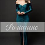 שמלת קווינצ'אנרה כחולה כהה אלגנטית עם שסע צדדי סטרפלס מחוץ לכתף שמלת ערב מסיבת קוקטייל לגברים