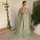 New Glamorous Green A Line High Split Sequins Formal Occasion Dresses Corset Chest Sweetheart Neck Floor Length Party Go