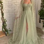 New Glamorous Green A Line High Split Sequins Formal Occasion Dresses Corset Chest Sweetheart Neck Floor Length Party Go