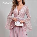 Elegant Pink Quinceanera Dress A Line V Neck Full Sleeves Illusion Back Cocktail Party Evening Party Dress For Woman 202