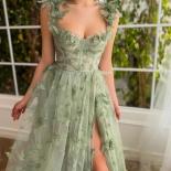 Butterfly Sage Green Sweetheart Prom Party Dresses Spaghetti Strap Tulle Backless Floor Length Formal Evening Party Dres