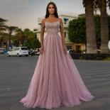 Exquisite Blush Pink Sequin Prom Dress Tulle Spaghetti Strap A Line Long Formal Evening Party Gowns For Women Floor Leng
