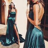  Dark Green Quinceanera Dress A Line Sheath Spaghetti Straps Side Slit Cocktail Party Evening Party Dress For Woman 2023