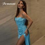  Light Blue Mermaid Quinceanera Dress Strapless High Side Slit Sequins Cocktail Party Evening Party Dresses For Woman 20