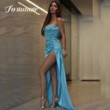  Light Blue Mermaid Quinceanera Dress Strapless High Side Slit Sequins Cocktail Party Evening Party Dresses For Woman 20