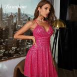 Short Red Quinceanera Dress Spaghetti Strap V Neck Sequins Above Knee Cocktail Party Evening Party Dress For Woman 2023 