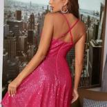Short Red Quinceanera Dress Spaghetti Strap V Neck Sequins Above Knee Cocktail Party Evening Party Dress For Woman 2023 