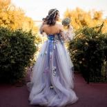 Dreamy Garden Colored Wedding Dress Blossom Netting Corset Bustier Boning Lilac Embroidery Tulle Lace Floral Evening Pro