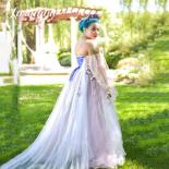 Dreamy Garden Colored Wedding Dress Blossom Netting Corset Bustier Boning Lilac Embroidery Tulle Lace Floral Evening Pro