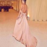 Elegant Halter Mermaid Formal Evening Dress Pink Backless Prom Gowns For Party Cut Out Satin Front Side Split Cocktail D
