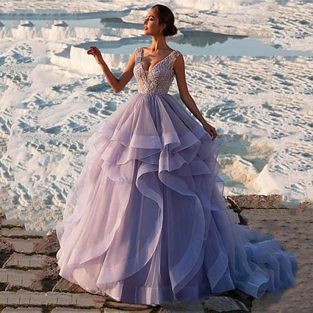 Buy Sparkly Purple Gown, Purple Wedding Gown, Modern Evening Wear, Rapunzel  Wedding Dress , Custom Made Online in India - Etsy