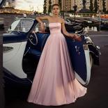 Pink Strapless Formal Evening Dresses Elegant Lace Up Stain Prom Party Dresses 2023 Floor Length Bow Tie Backless Women 