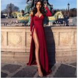 אדום כתף V צווארון שמלות ערב רשמיות מלפנים גבוה מפוצל אלגנטי שמלות מסיבת נשף שמלות 2023 רכבת טאטא נשים