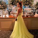 Yellow One Shoulder Prom Dresses For Party Tulle Front Side Split Evening Women Dresses 2023 Sweetheart Bow Tie Elegant 