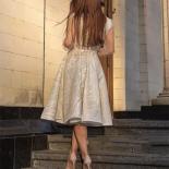 Shiny V Neck Sequin Prom Party Gowns Long Sleeve Tulle 2023 Evening Women Dresses Elegant Tea Length Ivory V Back Homeco