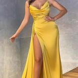 Yellow Strapless Prom Even Gowns Elegant 2023 V Neck Evening Party Dresses Front High Split  Sweep Train  Women Gowns