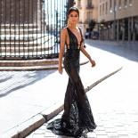  V Neck Mermaid Evening Party Gowns Appliques Shiny Long Prom Dresses Mesh Spaghetti Straps Floor Length 2023 Women Dres
