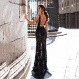  V Neck Mermaid Evening Party Gowns Appliques Shiny Long Prom Dresses Mesh Spaghetti Straps Floor Length 2023 Women Dres