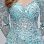 שמלות ערב מדהימות עם שרוולים ארוכים בת ים 2023 הגעה חדשה מחוץ לכתף כחולה תחרה רשמית שמלת נשף שמלת ערב
