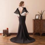Black Evening Dresses For Women 2022 Modern Design Satin With Feather Gorgeous Formal Mermaid Gownevening Dresses