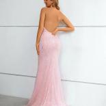 Luxury Pink Evening Dress Mermaid 2023  Halter Neck Beading Beads Lace Formal Occasion Dresses Women's Gown  Evening Dre