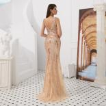 Luxury Bling Bling Deep Vneck  Tulle Beaded Sequined Crystal Evening Dresses  Formal Elegant Evening Gowns Galajurk  Eve