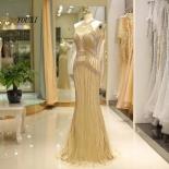Youxi Gorgeous Mermaid Evening Dress  Gold Crystal Beading Abendkleider Lang Formal Gown  Evening Dresses
